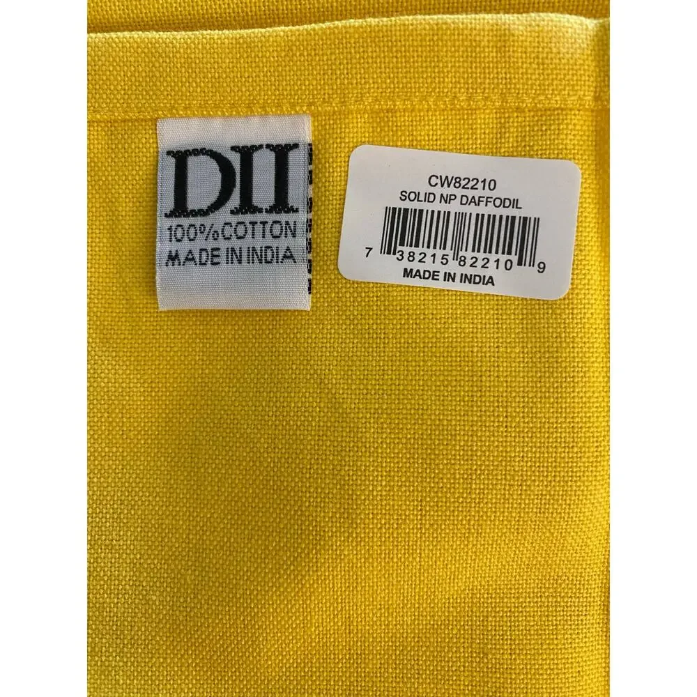 Set of 10 DII Daffodil Yellow 100% Cotton Cloth Dinner Napkins 20